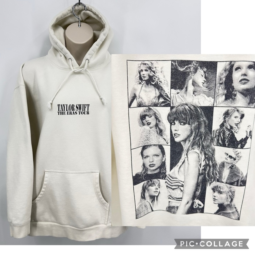 Taylor Swift The Eras Tour Hoodie Sweatshirt Cotton Beige Off White Size 3XL
